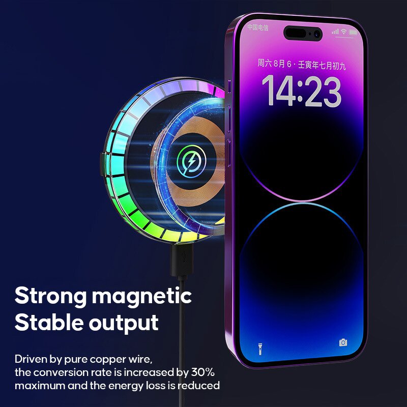 Magnetic Wireless Charger Manufacturer - Hot Sell New Car Charger with Light