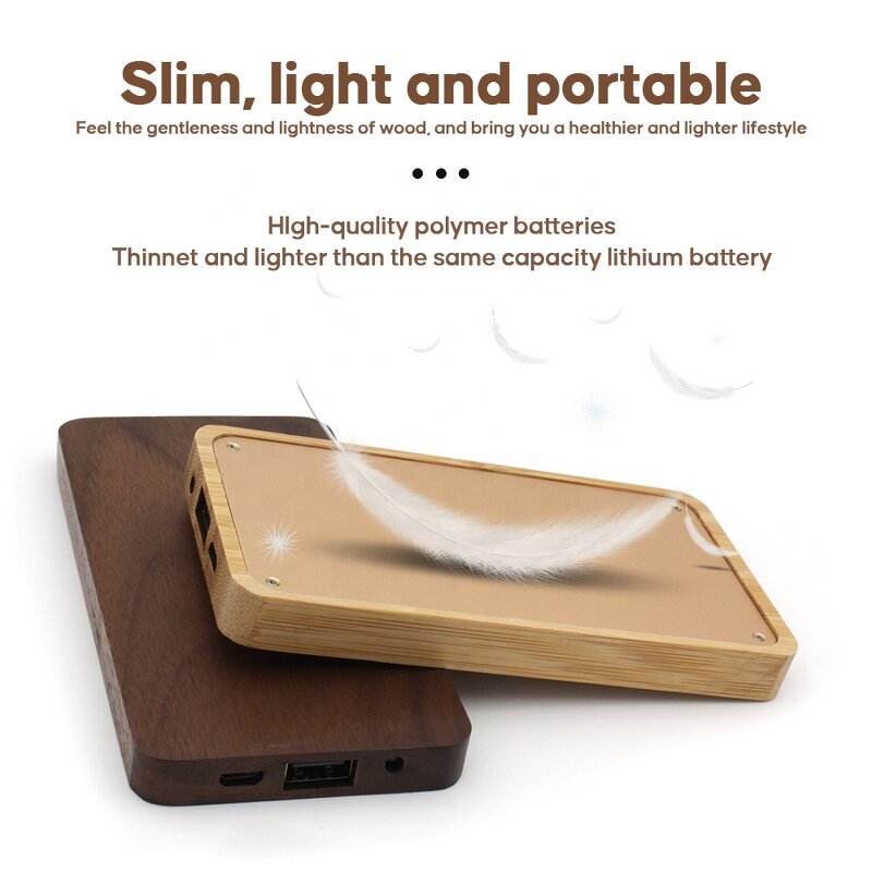 Eco Friendly Power Bank Manufacturer - Wood Bamboo Custom logo Slim