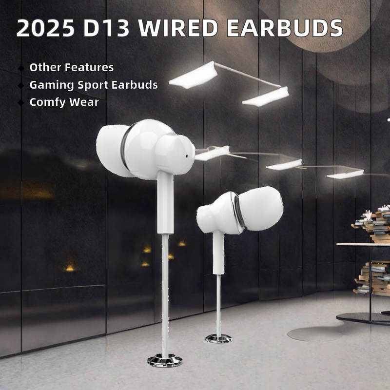 Wired Earbuds Manufacturer - OEM 2025 D13 Comfortable with Microphone for Sports