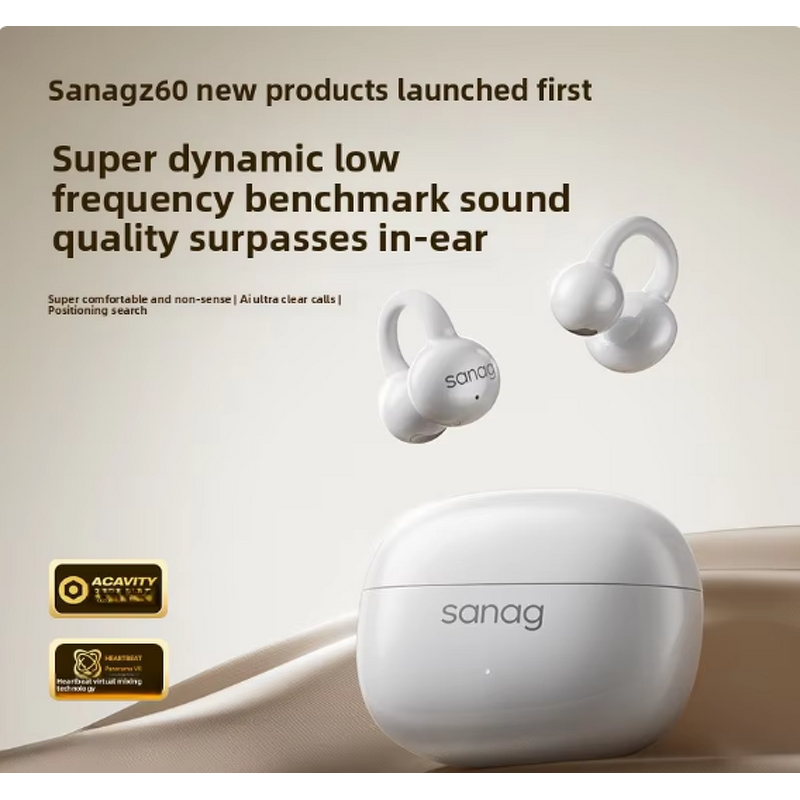 True Wireless Earbuds Manufacturer - OEM SanagZ60 2025 AI Open-Ear Noise-Cancelling