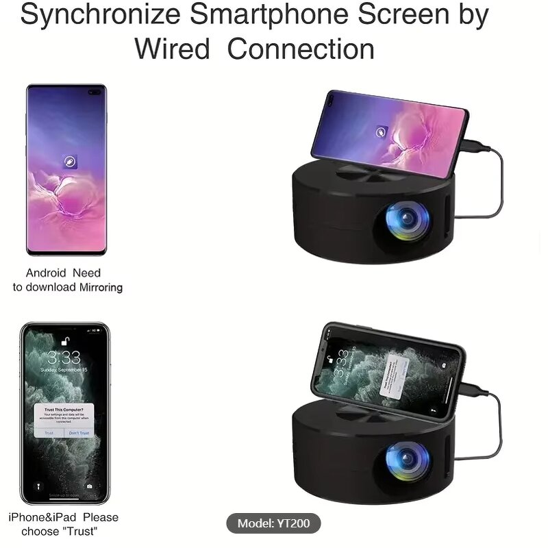 Mini Projector Manufacturer - OEM Yt200 Portable Short Throw HD 1080p Home Theater