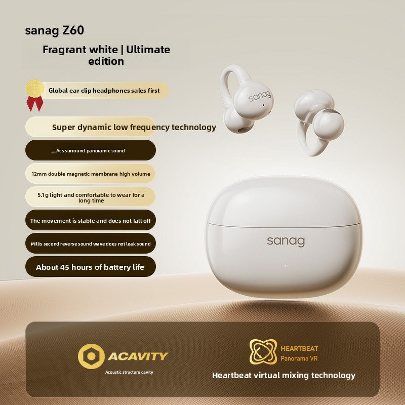 True Wireless Earbuds Manufacturer - OEM SanagZ60 2025 AI Open-Ear Noise-Cancelling