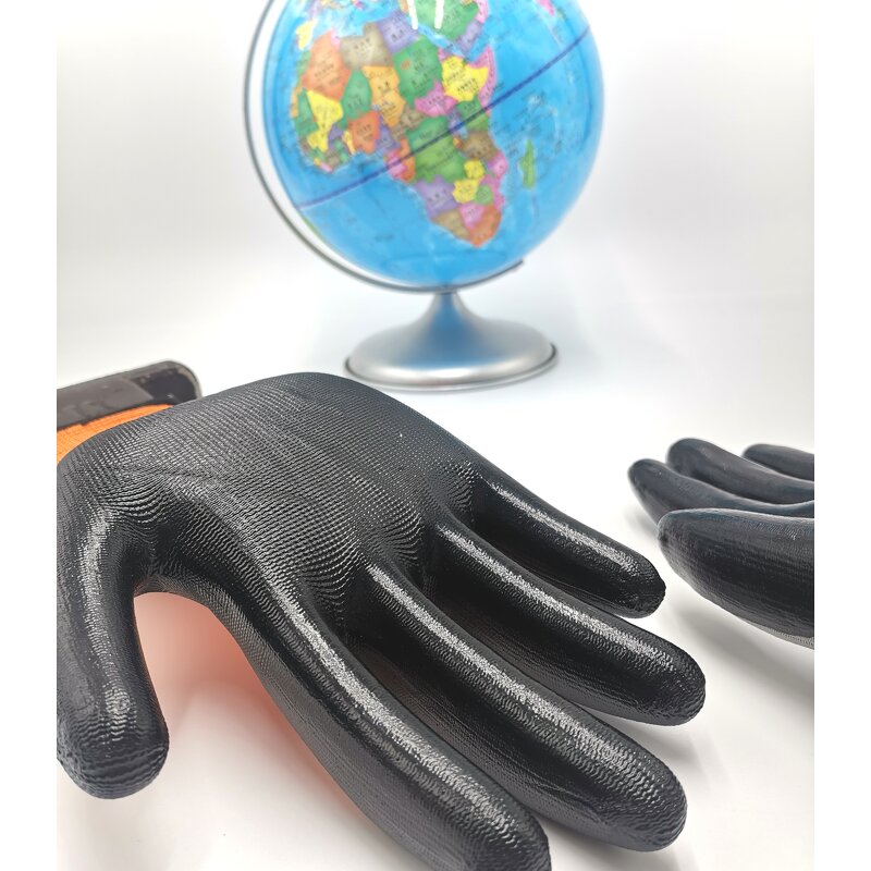 Nitrile Glove Manufacturer - Guantes 13 Gauge Polyester Nitrile Glove