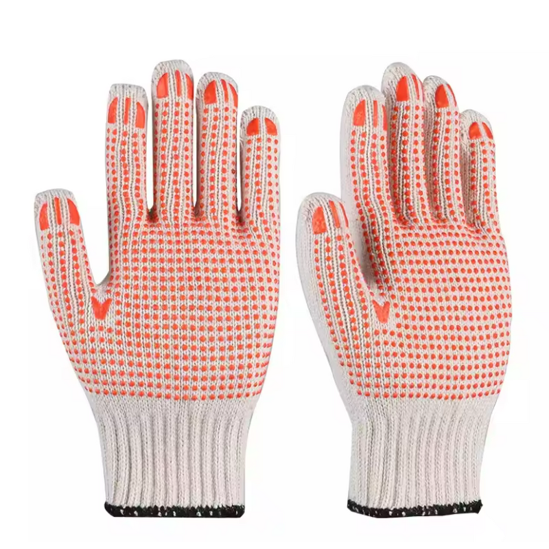 Cotton Gloves Manufacturer - 7G/10G Cotton Navy Blue Dotted Gloves OEM