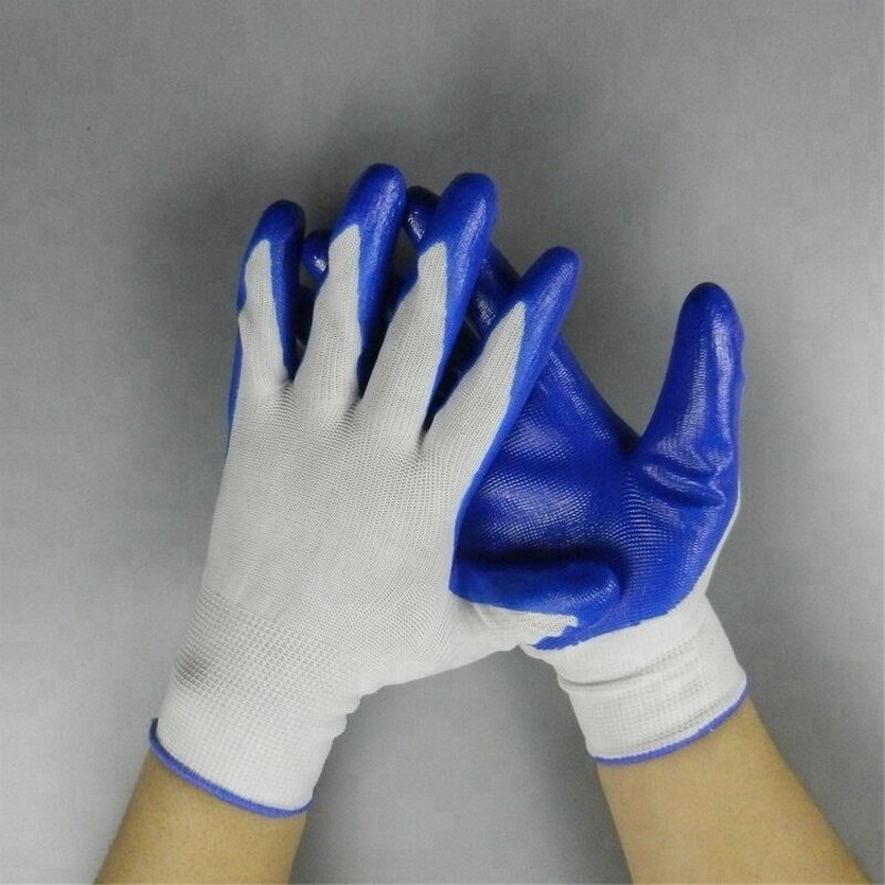 Work Gloves Factory - Guantes 13 Gauge Polyester Nitrile Coated Glove