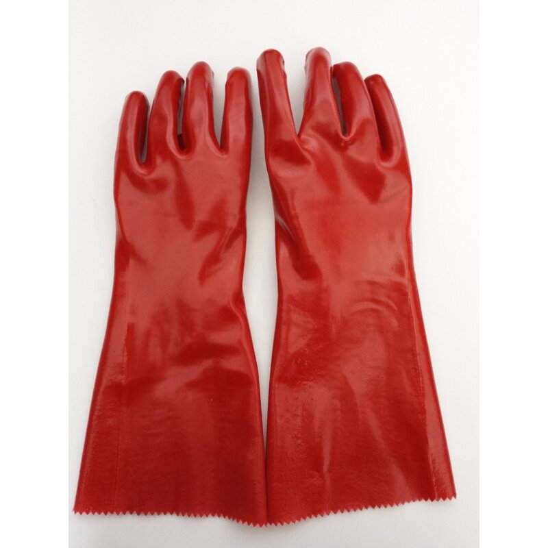 Industrial Work Gloves Manufacturer - 40CM Long Sleeve Red Full Dip PVC