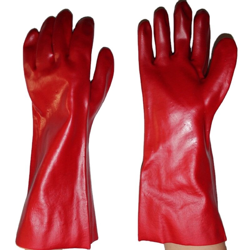 Industrial Work Gloves Manufacturer - 40CM Long Sleeve Red Full Dip PVC