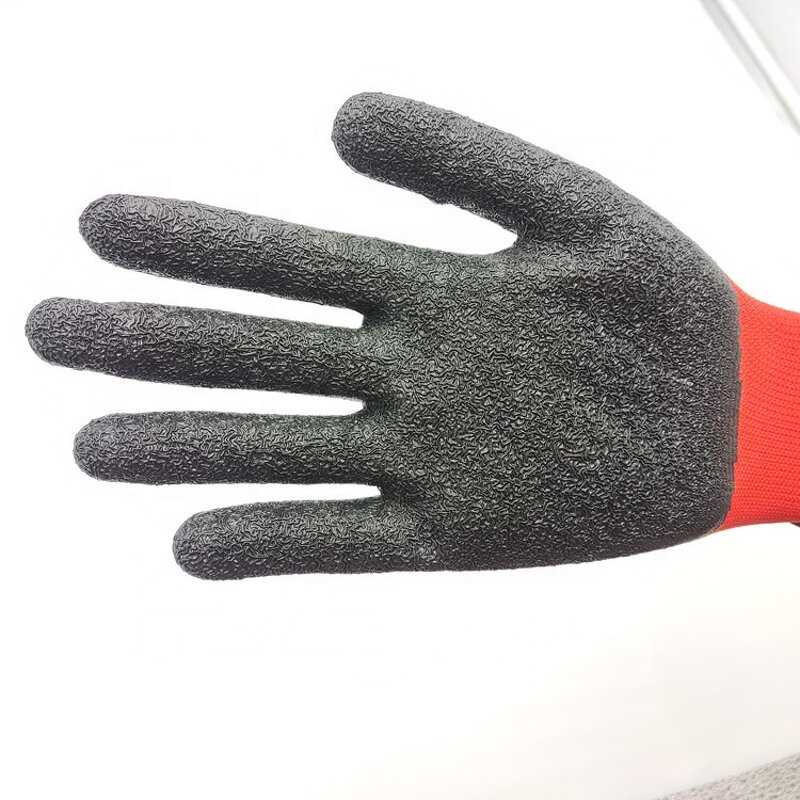 Safety Work Gloves Factory - 13G Polyester Knitted Latex Coated Crinkle