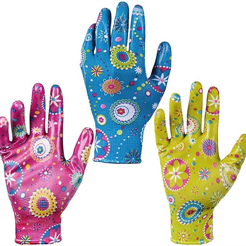 Garden Gloves Factory - 13 Gauge Polyester Nitrile Palm Coated Gloves