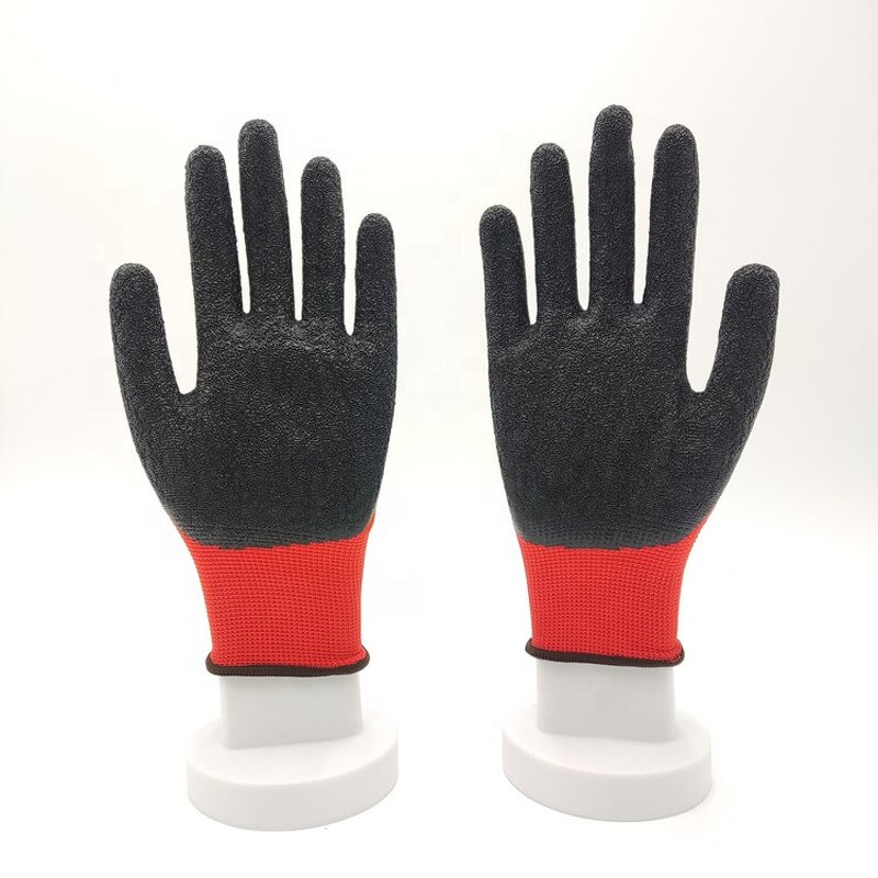 Safety Work Gloves Factory - 13G Polyester Knitted Latex Coated Crinkle