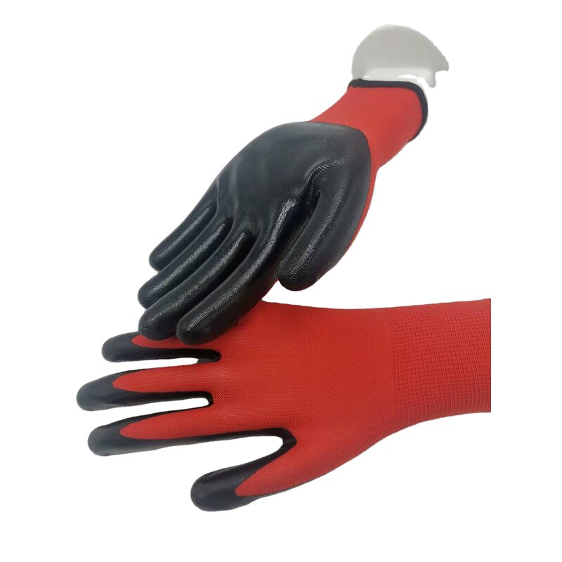 Work Gloves Manufacturer - Work Gloves 13 Gauge Polyester Nitrile Palm