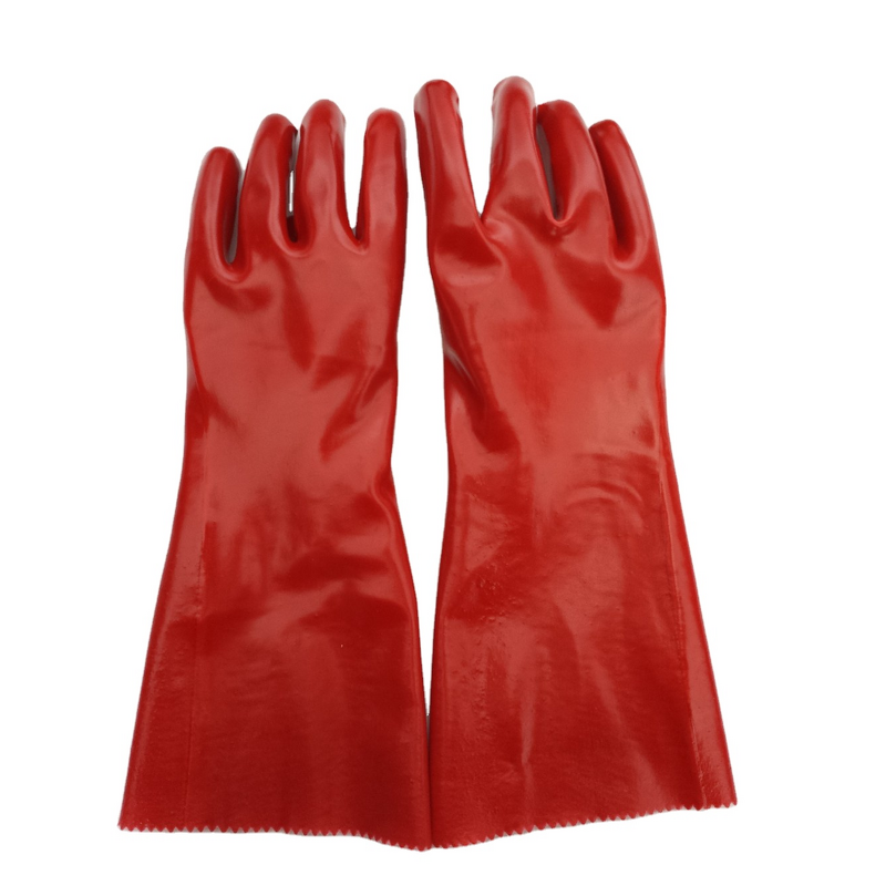 Industrial Work Gloves Manufacturer - 40CM Long Sleeve Red Full Dip PVC