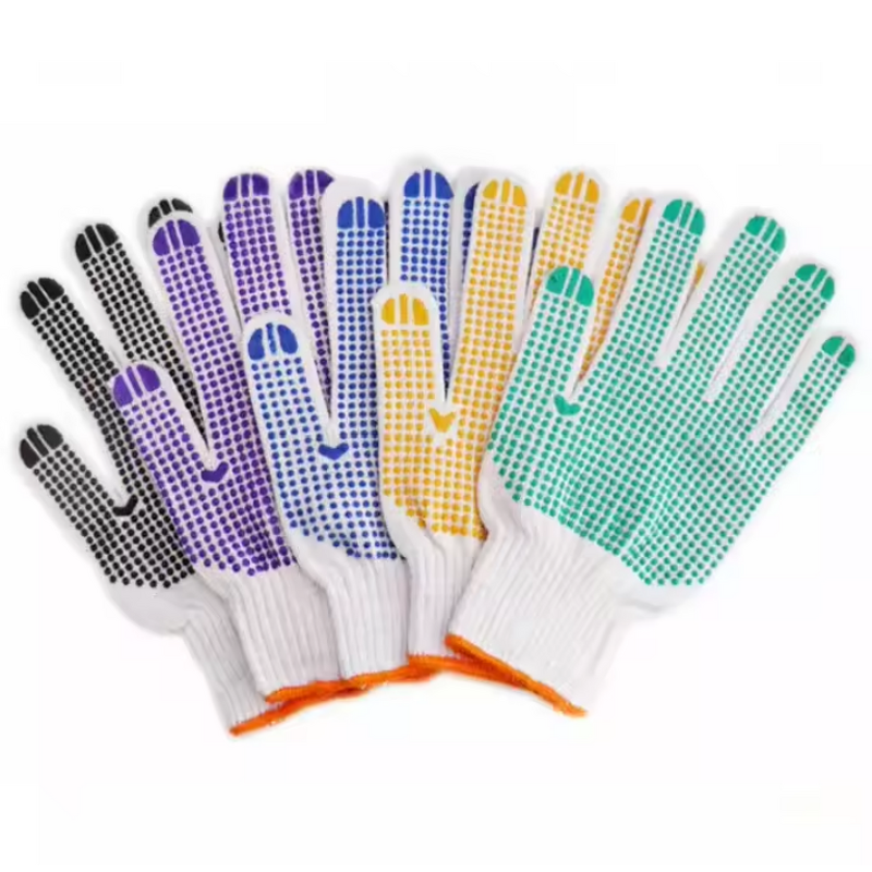 Cotton Gloves Manufacturer - 7G/10G Cotton Navy Blue Dotted Gloves OEM