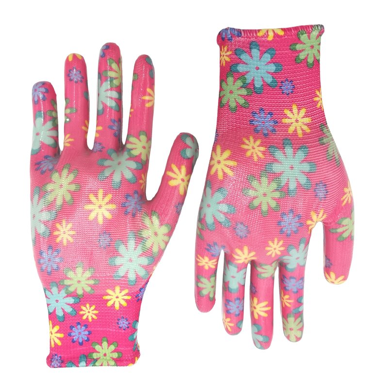 Garden Gloves Factory - 13 Gauge Polyester Nitrile Palm Coated Gloves