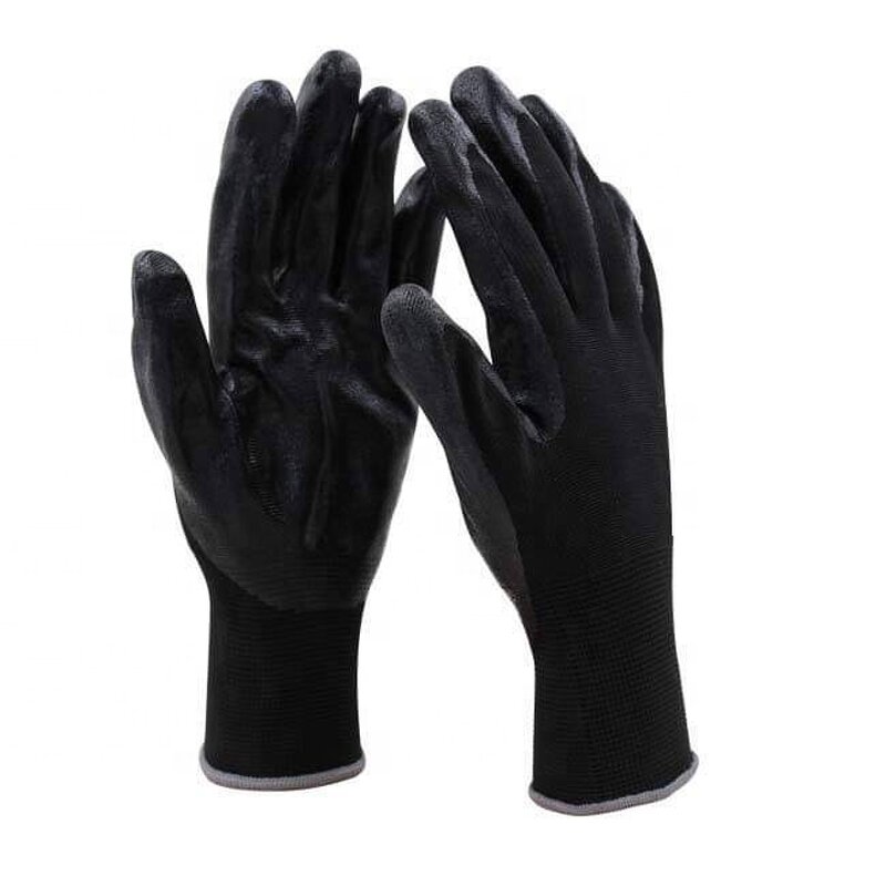 Safety Glove Manufacturer - New Designed 13G Polyester Black Nitrile