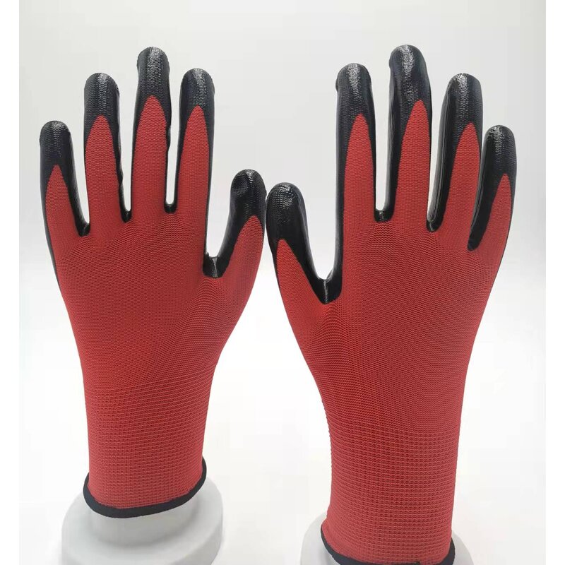 Work Gloves Manufacturer - Work Gloves 13 Gauge Polyester Nitrile Palm