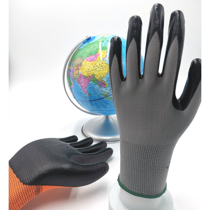 Nitrile Glove Manufacturer - Guantes 13 Gauge Polyester Nitrile Glove