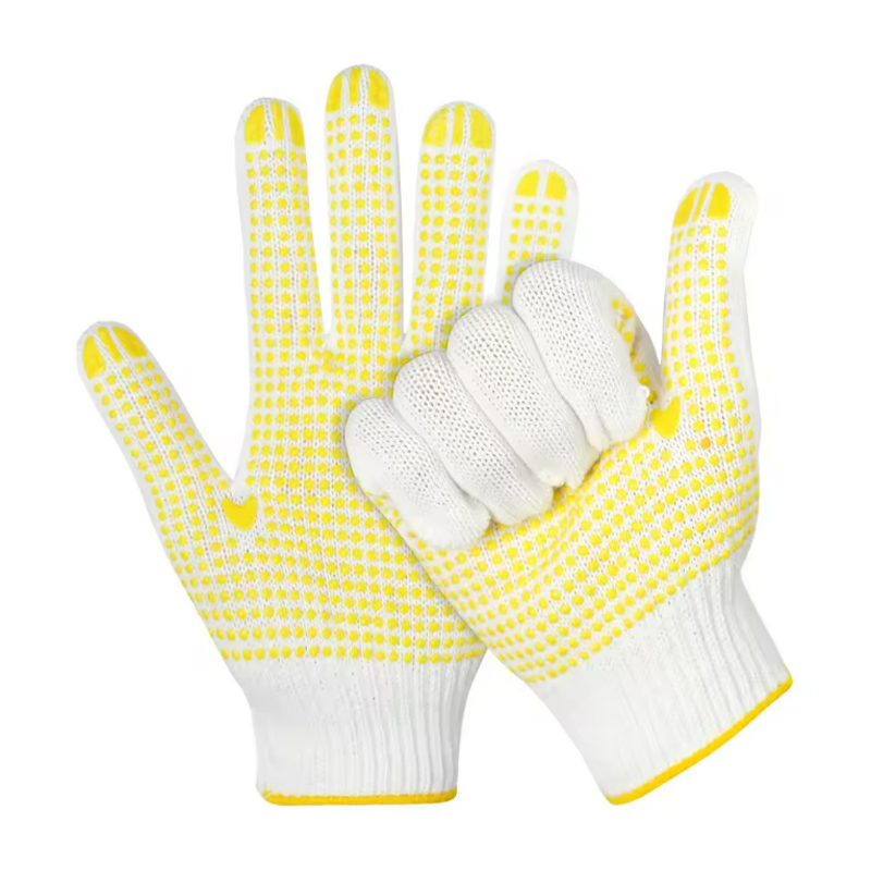 Cotton Gloves Manufacturer - 7G/10G Cotton Navy Blue Dotted Gloves OEM