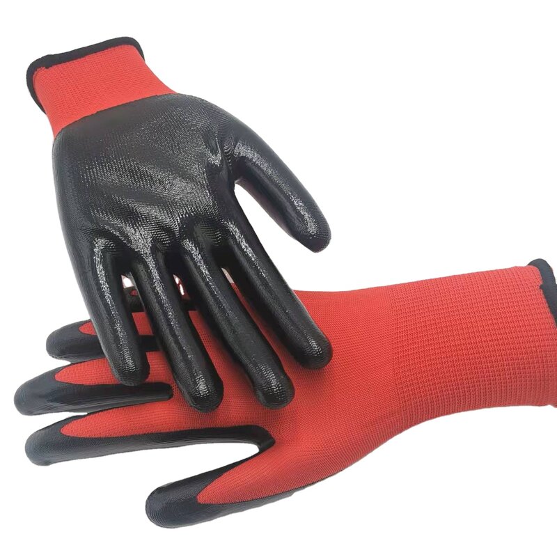 Work Gloves Manufacturer - Work Gloves 13 Gauge Polyester Nitrile Palm