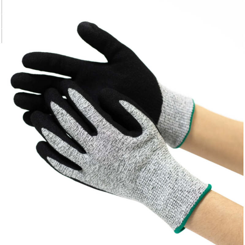 Work Glove Manufacturer - 13G HPPE Liner Nitrile Foam Sandy Coating
