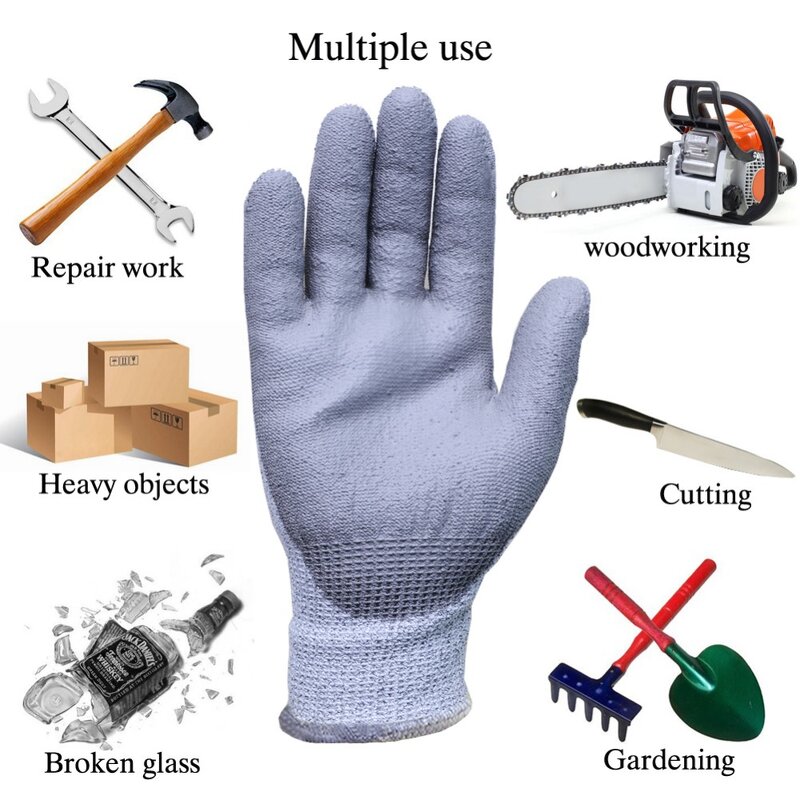 Cut Resistant Gloves Manufacturer - 5 Level HPPE PU Coated for Glass