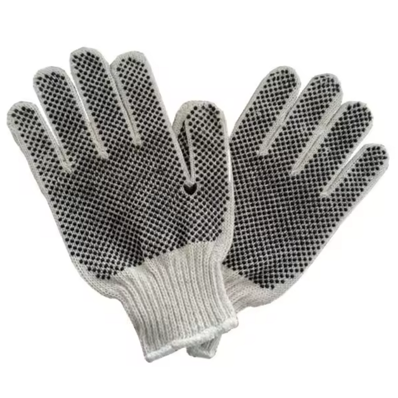 Cotton Gloves Manufacturer - 7G/10G Cotton Navy Blue Dotted Gloves OEM