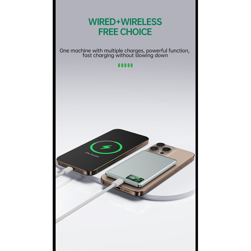 Power Bank Manufacturer - OEM 3-in-1 Ultra-Portable 5000mAh Aluminum Alloy Fast Wireless LCD