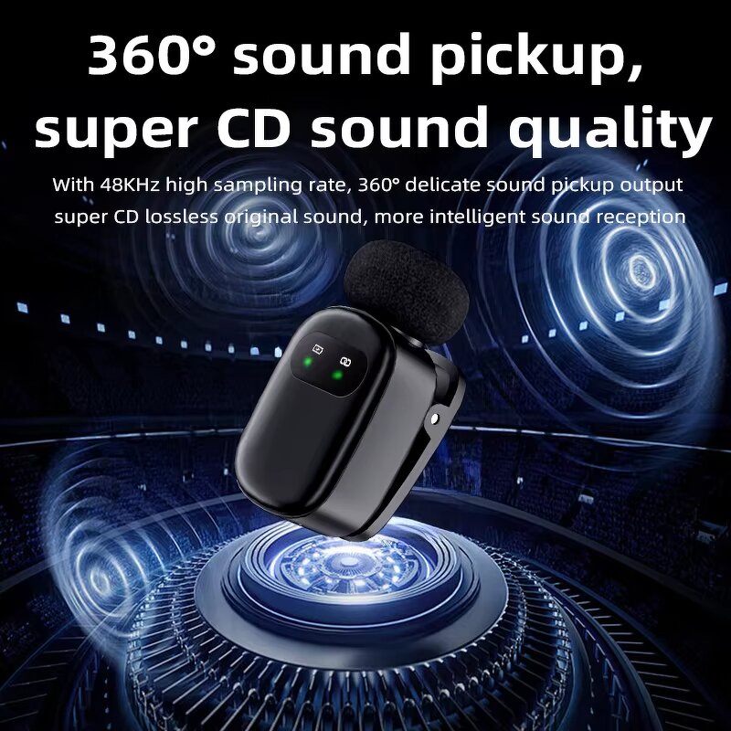 Wireless Lavalier Microphone Manufacturer - OEM K21 with LED Battery Indicator for iPhone