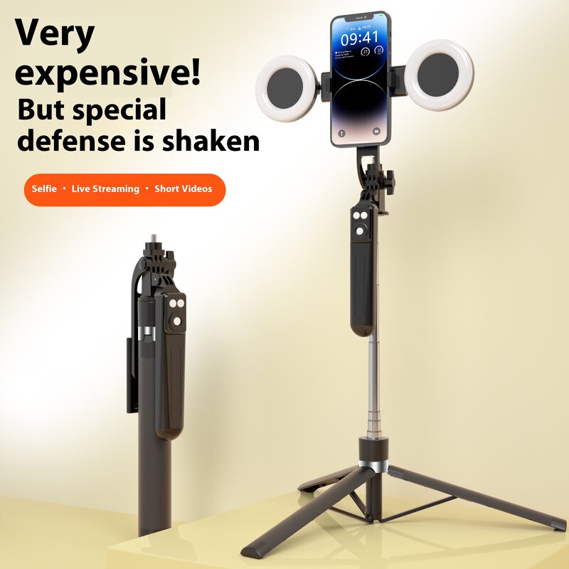 Selfie Stick Manufacturer - OEM 1.7Meter with B16 Phone Stand LED Fill Light Remote Control