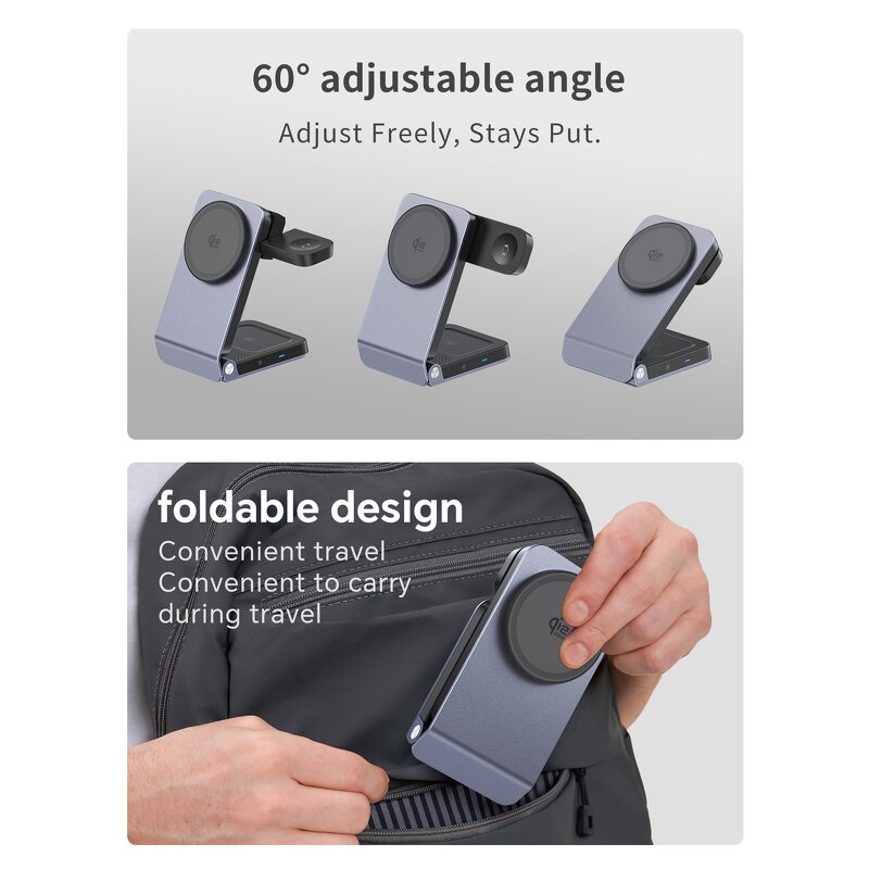 Wireless Charger Manufacturer - OEM Customize 25W 3-in-1 Aluminum Alloy Foldable Magnetic Fast