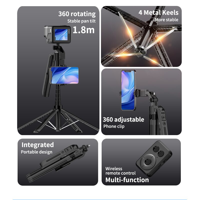 Selfie Stick Manufacturer - OEM BT Wireless Remote with Face Tracking Rotatable Live Stand