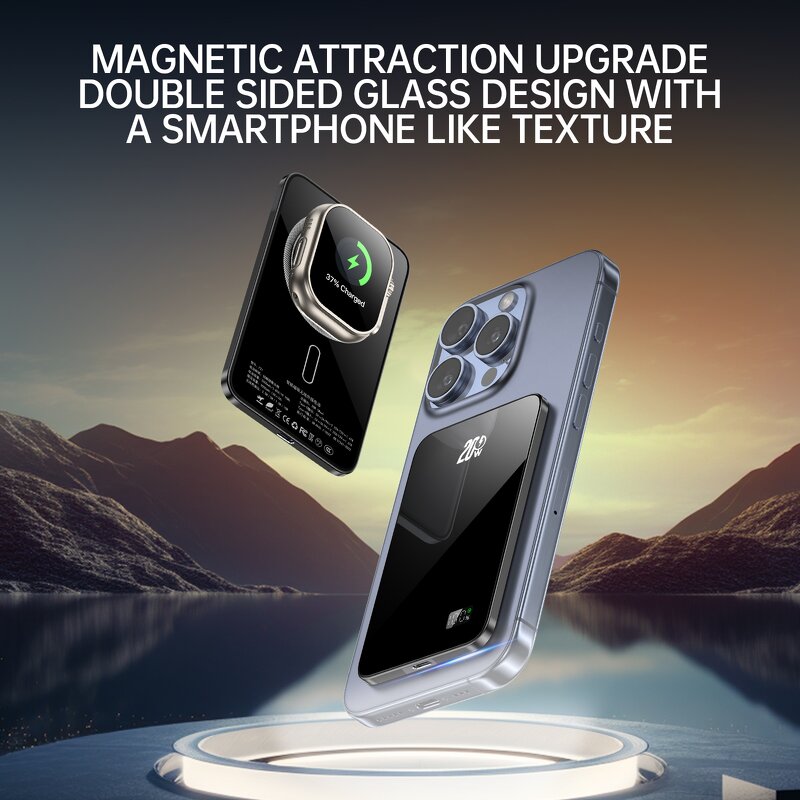 Wireless Power Bank Manufacturer - OEM Qi2 10000mAh Aluminum 3-in-1 20W Fast Magnetic Charger