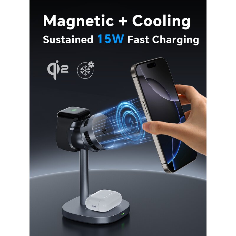 Wireless Charger Manufacturer - OEM W98 3-in-1 15W Fast 2025 Creative Aluminum Alloy TEC