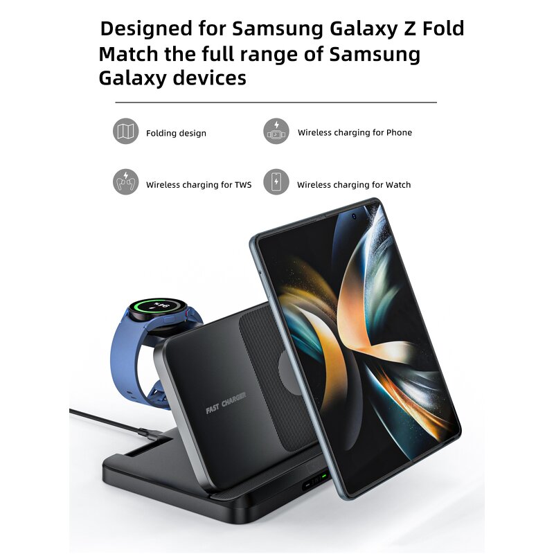 Wireless Charger Manufacturer - OEM 2025 Hot Selling 3-in-1 15W Foldable Magnetic LED Indicator