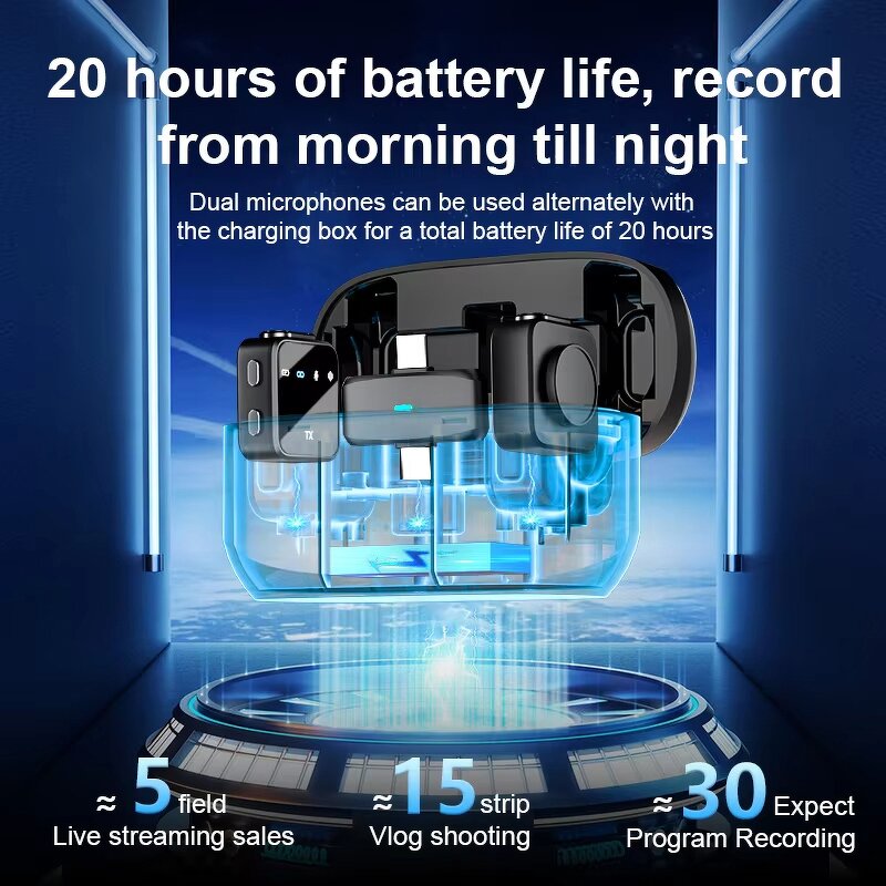 Wireless Condenser Microphone Manufacturer - OEM Long Battery 20ms Low Latency Noise Cancellation