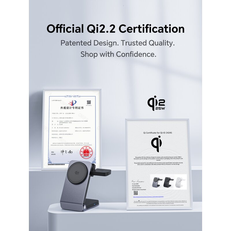 Wireless Charger Manufacturer - OEM New Desktop 25W Foldable 3-in-1 Fast for Phone Earphone