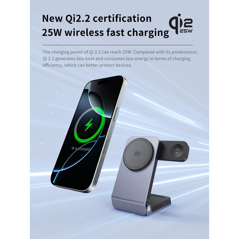 Wireless Charger Manufacturer - OEM New Desktop 25W Foldable 3-in-1 Fast for Phone Earphone