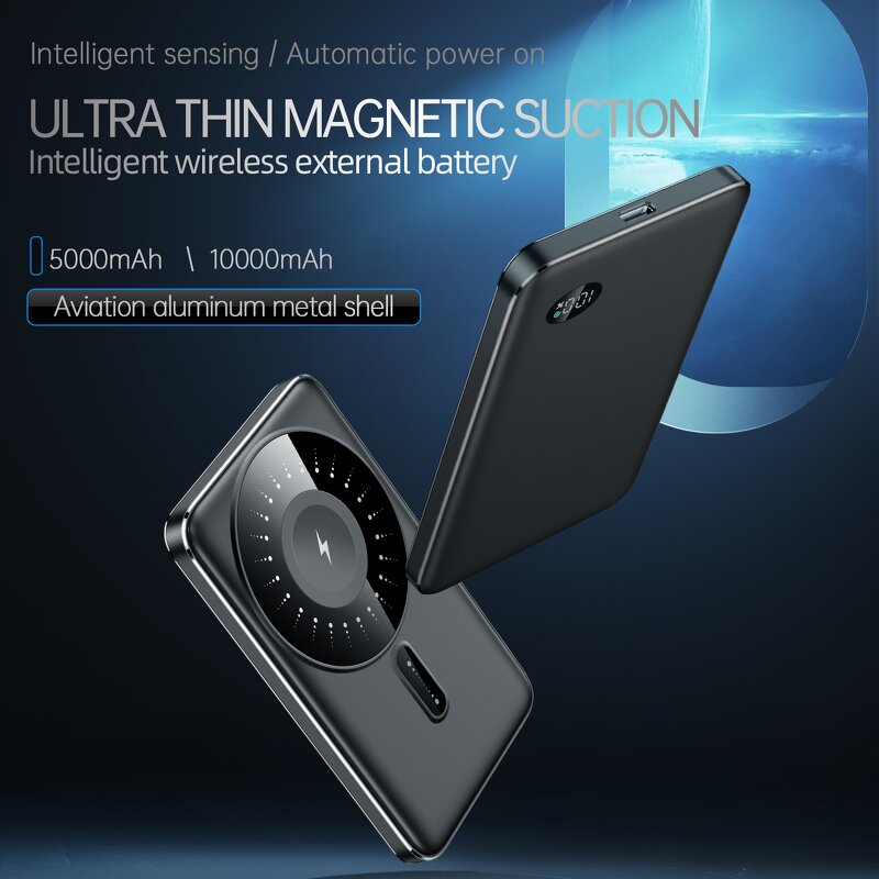 Mobile Phone Charger Manufacturer - OEM Aluminum Alloy 5000-10000mAh Magnetic Digital Display