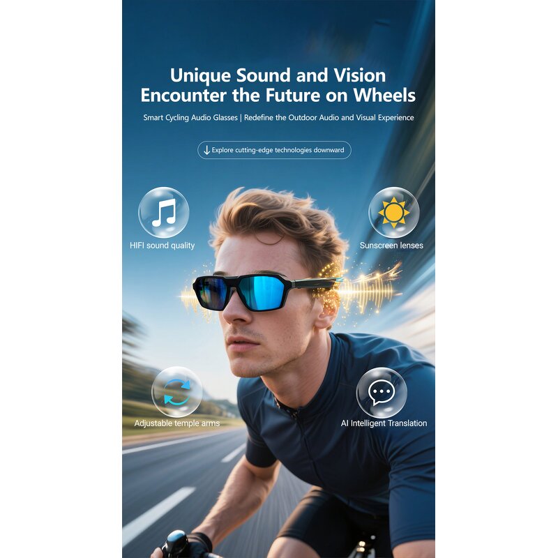 Smart Cycling Glasses Manufacturer - OEM HIFI Sound IPX-5 Waterproof Touch Control Polarized