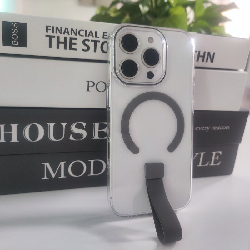 Magnetic Phone Case Manufacturer - OEM Transparent Hard Shell PC with Hanging Rope Finger Buckle