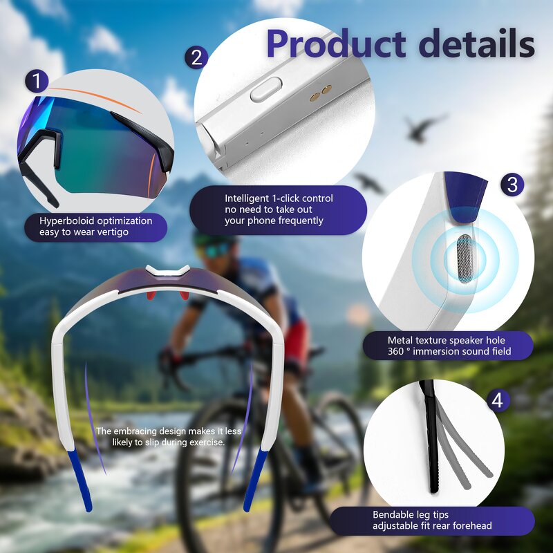 Smart Sunglasses Manufacturer - OEM QY-Pro2 with Open-Ear Wireless Earbuds BT Noise Cancelling