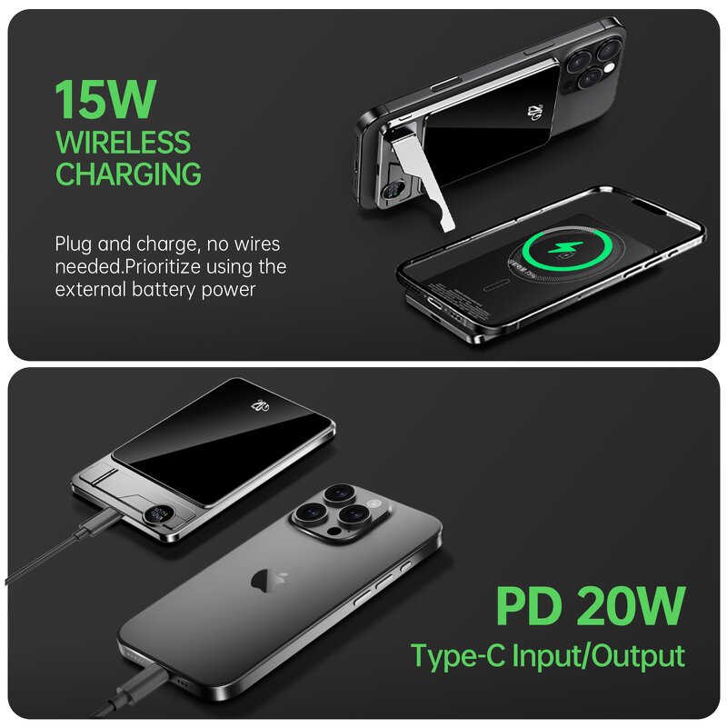 Power Bank Manufacturer - OEM Wireless Magnetic 10000mAh Bi-Directional PD20W Aluminum Alloy
