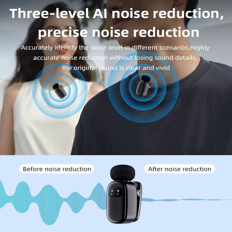 Wireless Lavalier Microphone Manufacturer - OEM K21 with LED Battery Indicator for iPhone