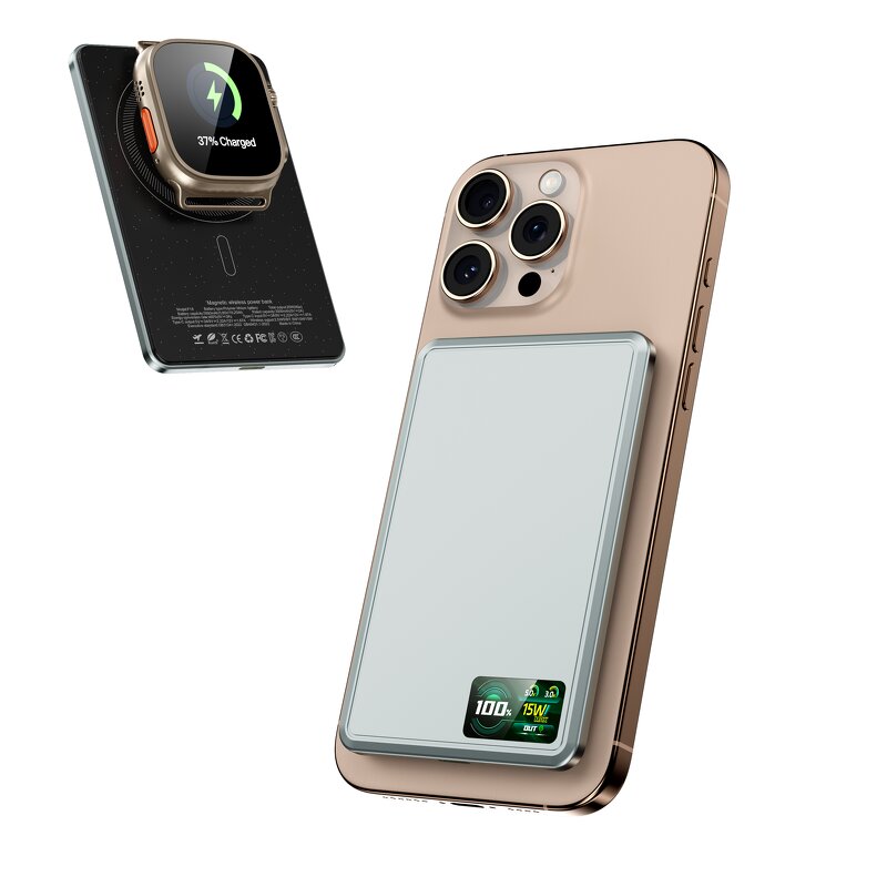 Power Bank Manufacturer - OEM Custom Logo 10000mAh Ultra-Portable LED Display Magnet Wireless