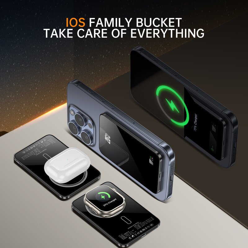 Wireless Power Bank Manufacturer - OEM Qi2 10000mAh Aluminum 3-in-1 20W Fast Magnetic Charger