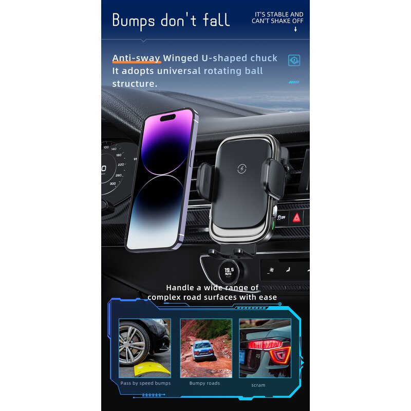 Car Phone Holder Manufacturer - Wholesale 15W Electric Qc3.0 Charging Mount Magnetic Wireless