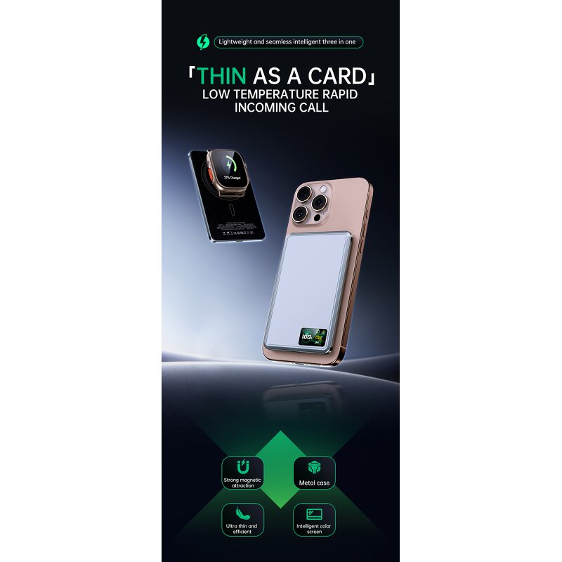 Power Bank Manufacturer - OEM 2025 New Aluminum Alloy Magnetic 20W Output for iPhone 15