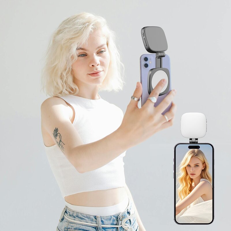 LED Fill Light Mirror Manufacturer - OEM Adjustable 360 Degrees Magnetic Selfie Foldable Makeup