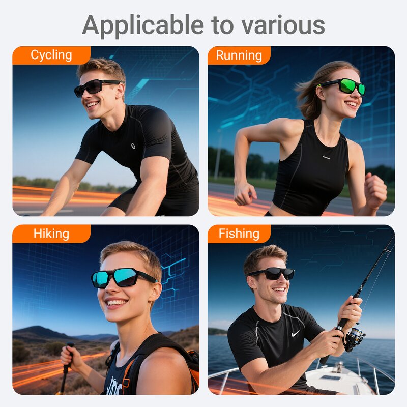 Smart Sports Glasses Manufacturer - OEM Unisex Touch Control IPX-5 Waterproof Type-C Charging