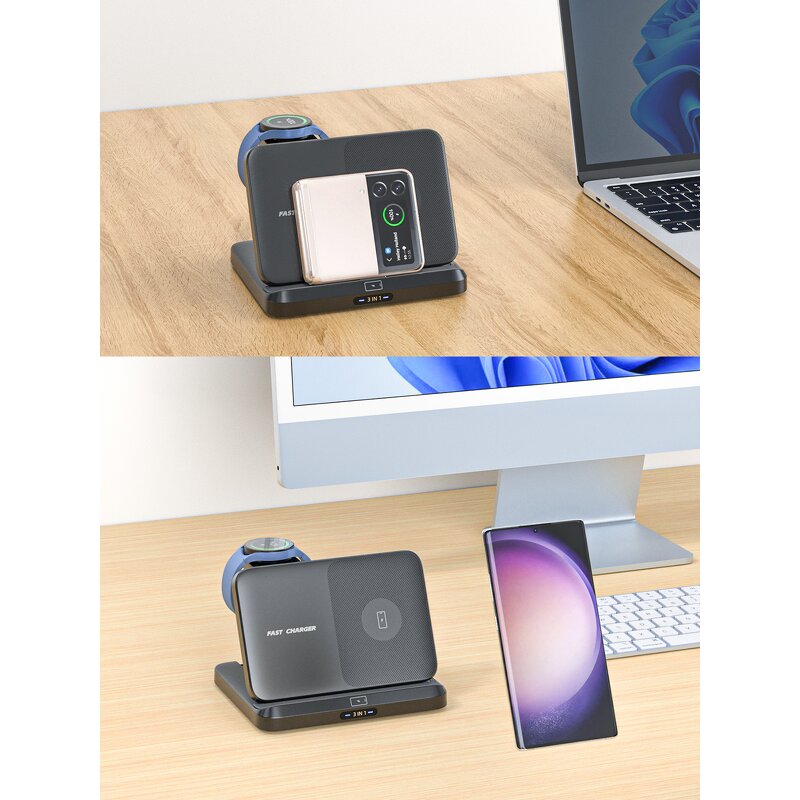 Wireless Charger Manufacturer - OEM 2025 Hot Selling 3-in-1 15W Foldable Magnetic LED Indicator